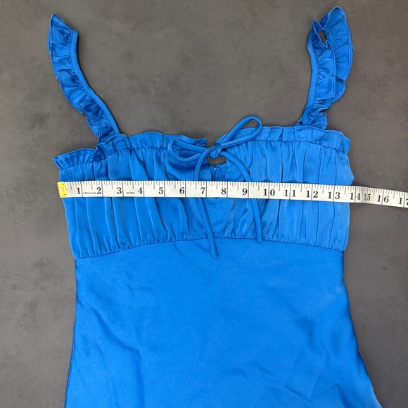 Wayf Blue Gathered‎ Empire Waist Maxi Slip Dress - Picture 5 of 6